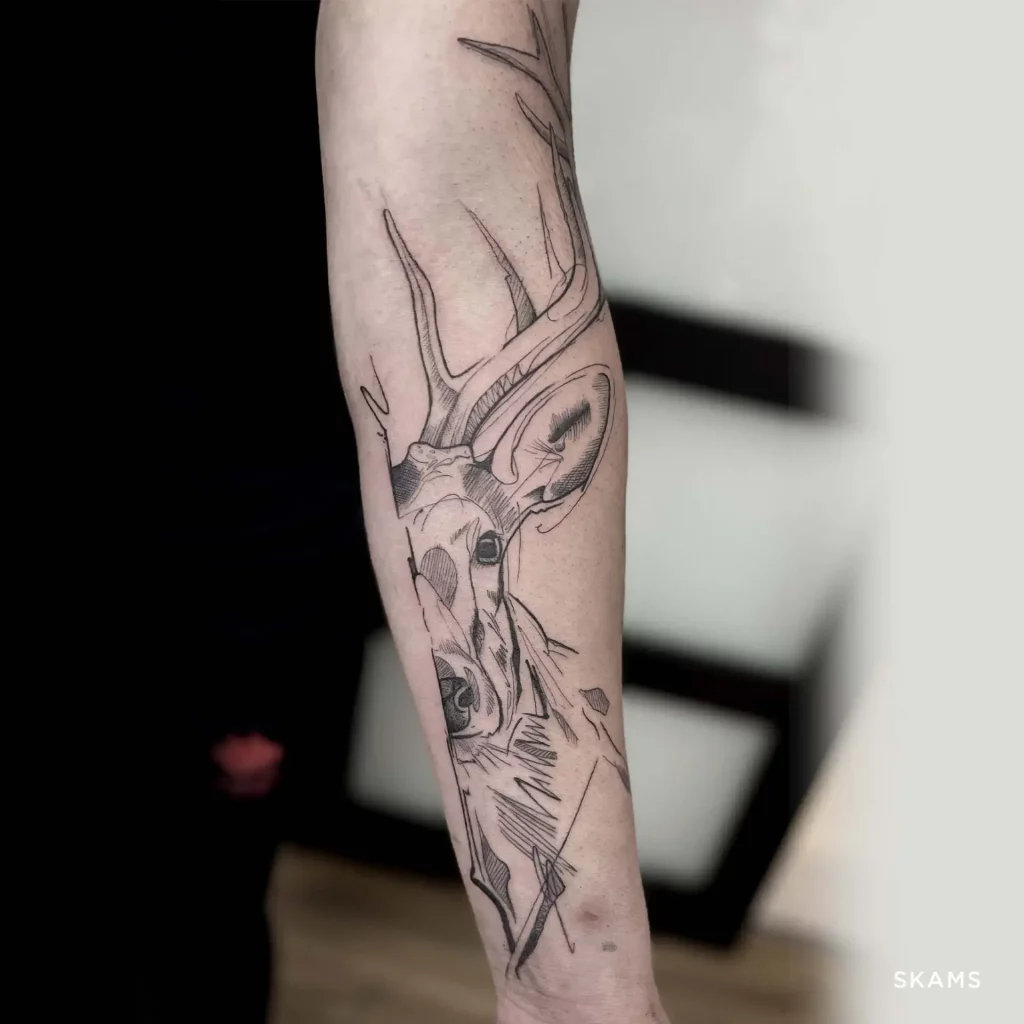 tatouage-cerf-style-esquisse